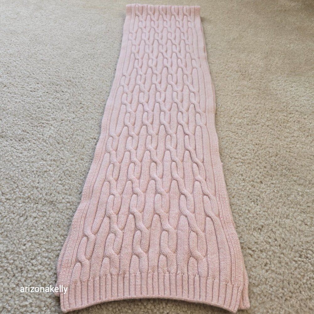Pink Cable Knit Scarf Preppy - Picture 3 of 8